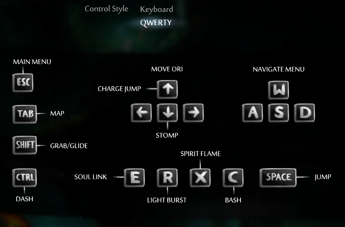 ori and the blind forest keyboard controls